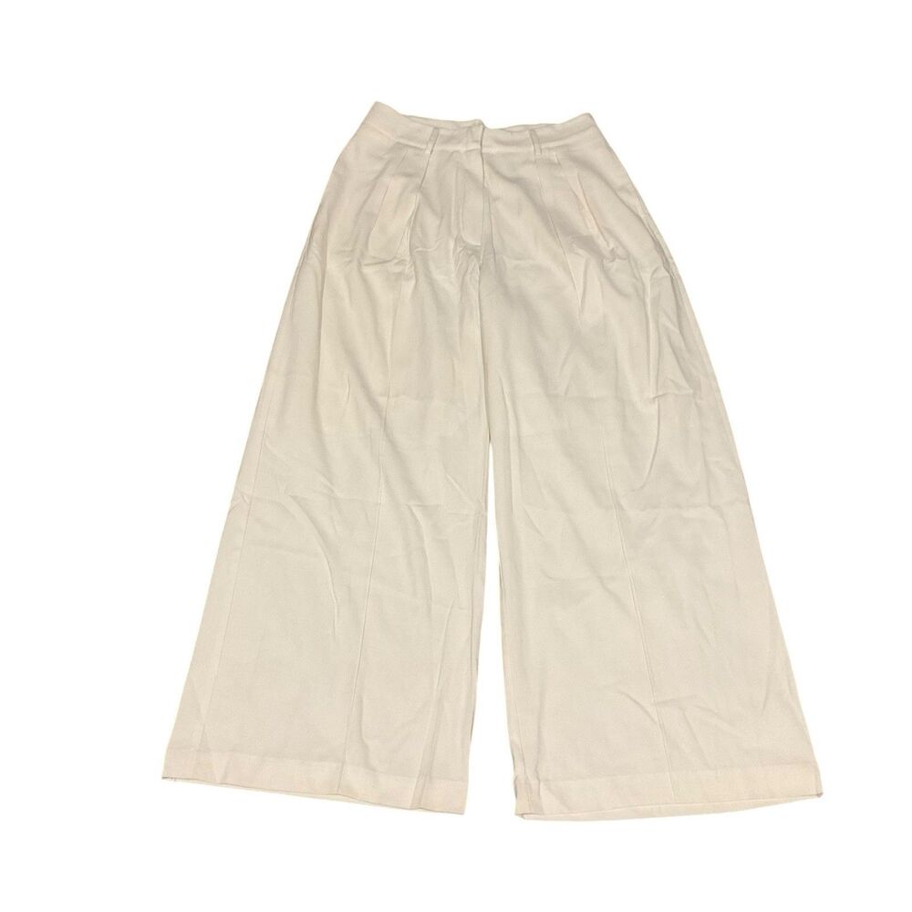 Hirsch & Timber Cream Wide Leg Pants Pleated High Rise M Office Classic